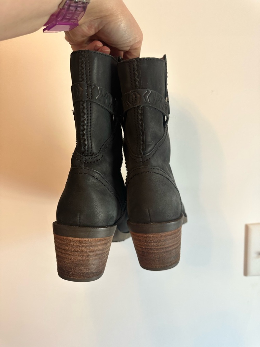 Teva Women's Black Mid-Calf Leather Block Heel Boots - Picture 4 of 9